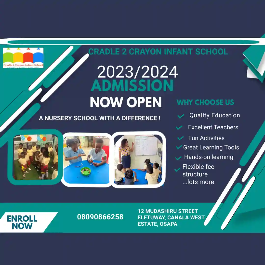 Cradle 2 Crayon Infant School Creche in Lekki, Lagos State